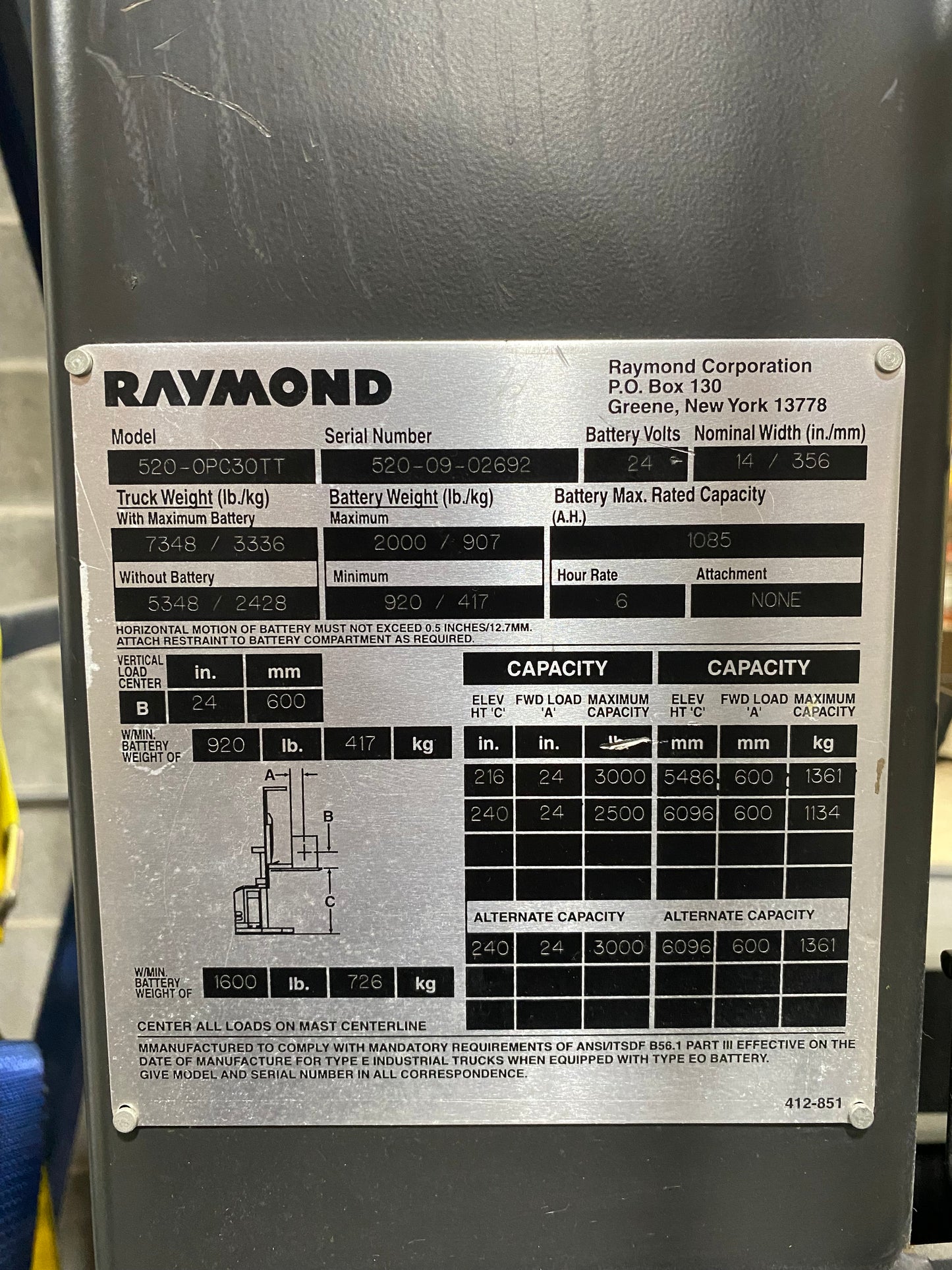 Raymond Order Picker 520-0PC30TT